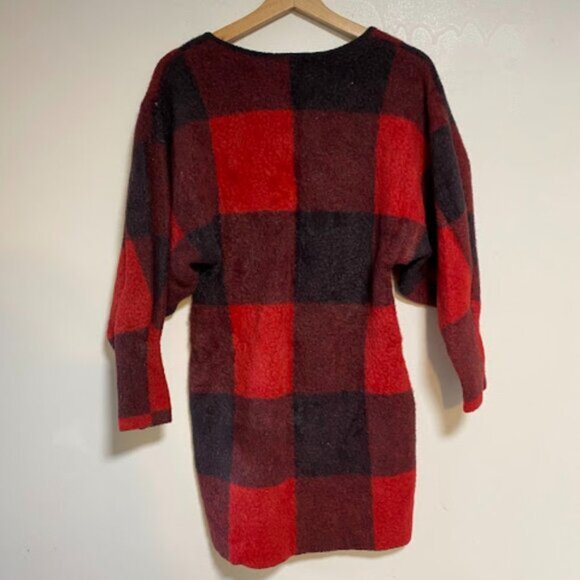 H&M Buffalo Women's Red Black Plaid Sweater Dress Size M - Picture 6 of 7